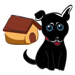 The little black dog in the hometown