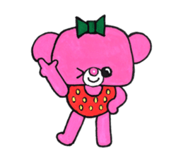 Pink bear in straberry leotard sticker #14859388