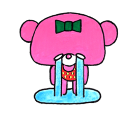 Pink bear in straberry leotard sticker #14859391