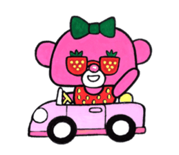 Pink bear in straberry leotard sticker #14859395