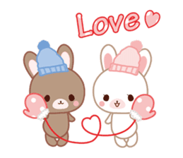 Lovey-Dovey bunnies Rai & Mai for winter sticker #14861061