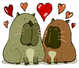 a capybara and its neighbors 2 sticker #14876352