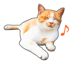 Happy orange and white tabby cats sticker #14883613
