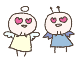 An angel and a demon character sticker #14894562