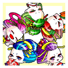 Japanese Oiran stickers "All Sisters"1