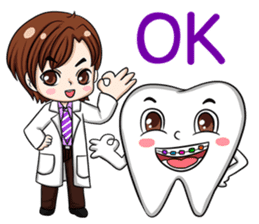Happy male dentist and smart tooth sticker #14906896