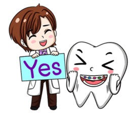 Happy male dentist and smart tooth sticker #14906897