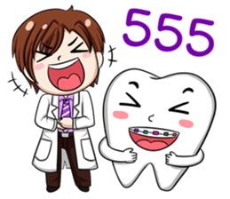 Happy male dentist and smart tooth sticker #14906899