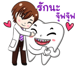 Happy male dentist and smart tooth sticker #14906901
