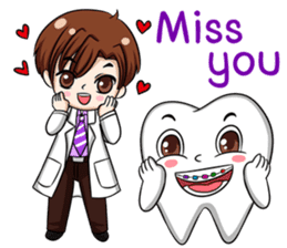 Happy male dentist and smart tooth sticker #14906908