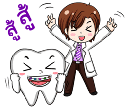 Happy male dentist and smart tooth sticker #14906916