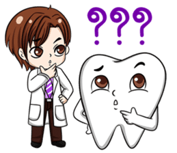 Happy male dentist and smart tooth sticker #14906921