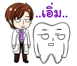 Happy male dentist and smart tooth sticker #14906922