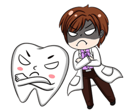 Happy male dentist and smart tooth sticker #14906929