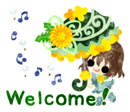 Pretty little people of dandelion sticker #14925498