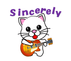 A white cat playing a guitar. Animated! sticker #14934080
