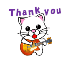 A white cat playing a guitar. Animated! sticker #14934083