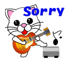 A white cat playing a guitar. Animated! sticker #14934084