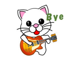 A white cat playing a guitar. Animated! sticker #14934085