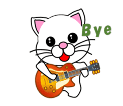 A white cat playing a guitar. Animated! sticker #14934085