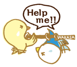 WAKASA sticker of a cat and parakeets! sticker #14942234