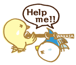 WAKASA sticker of a cat and parakeets! sticker #14942234