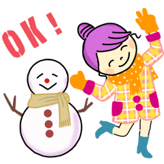 Sticker of girl and dog and cat 2