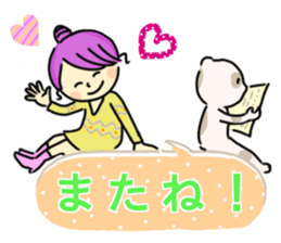 Sticker of girl and dog and cat 2 sticker #14952590