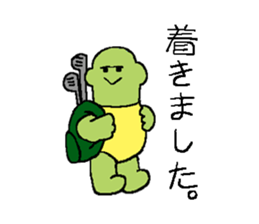 Rabbit and tortoise play golf sticker #14954144