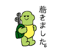 Rabbit and tortoise play golf sticker #14954144