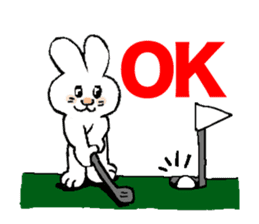 Rabbit and tortoise play golf sticker #14954147