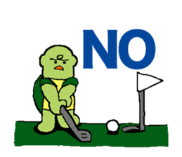 Rabbit and tortoise play golf sticker #14954148