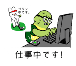 Rabbit and tortoise play golf sticker #14954152