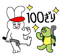 Rabbit and tortoise play golf sticker #14954161