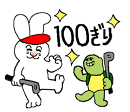 Rabbit and tortoise play golf sticker #14954161