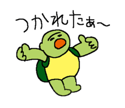 Rabbit and tortoise play golf sticker #14954166