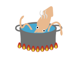 Squid living in the city sticker #14957798