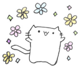 Handwriting style! cute cat in Japanese sticker #14965448
