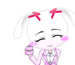 Lovely Girls Rabbit White Day English sticker #14983298