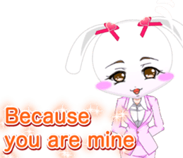 Lovely Girls Rabbit White Day English sticker #14983302