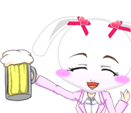 Lovely Girls Rabbit White Day English sticker #14983314
