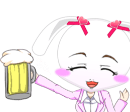 Lovely Girls Rabbit White Day English sticker #14983314