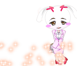 Lovely Girls Rabbit White Day English sticker #14983318