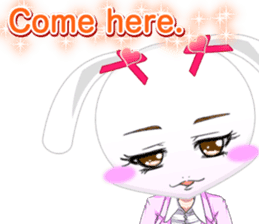 Lovely Girls Rabbit White Day English sticker #14983322