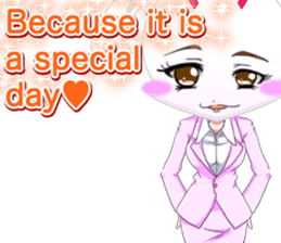 Lovely Girls Rabbit White Day English sticker #14983330