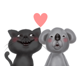 Couple of a black cat and a koala sticker #14986239