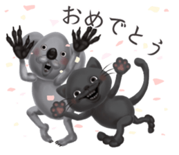 Couple of a black cat and a koala sticker #14986242