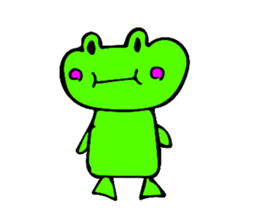 Japanese happy green frog sticker #14987214