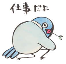 Java sparrow talking word of Japanese sticker #14991614