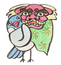Java sparrow talking word of Japanese sticker #14991626